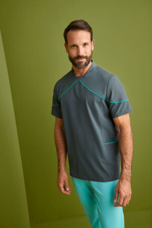 Casaca Sanitaria Cuello V Rib Hombre Regular Fit