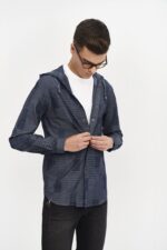 Camisa con Capucha Denim Hombre