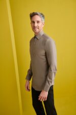 Camisa Cuello Italiano Hombre Slim Fit